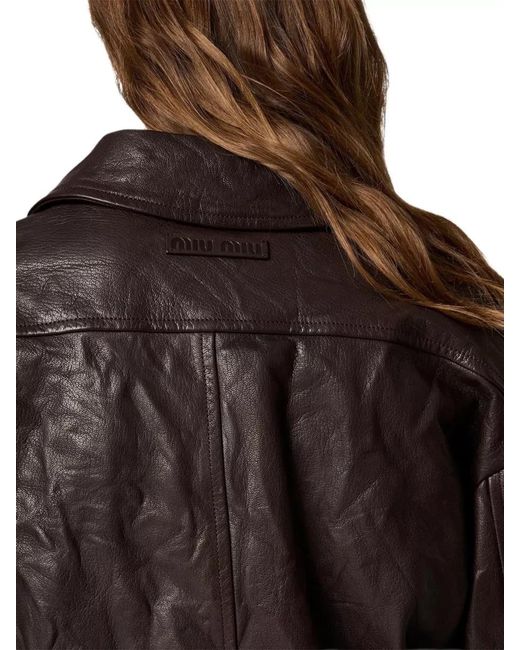 Miu Miu Black Leather Regular-Fit Blouson Jacket