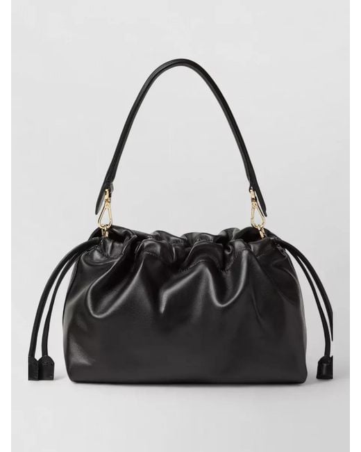 Fendi Black Baguette Soft Large Leather Shoulder Clutch