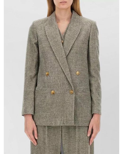 Alysi Multicolor Longline Double Breasted Jacket Notch Lapels