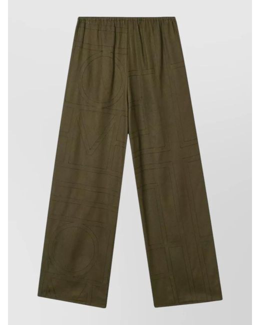 Totême Green Flannel Pajama Trousers Elasticated Waistband Wide Leg