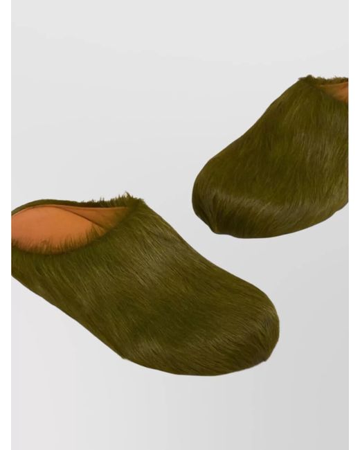 Marni Green Calf Hair Slippers