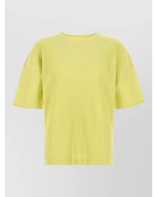 Homme Plissé Issey Miyake Yellow Pleated Jumper for men