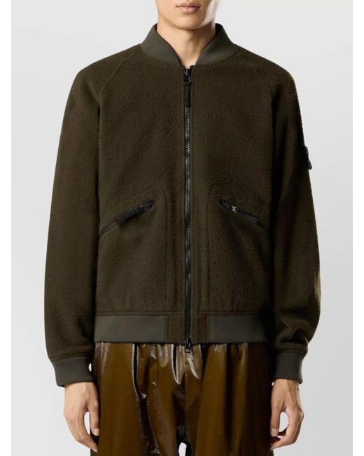 Stone Island Green Wool Ribbed-Collar Lightweight Jacket for men