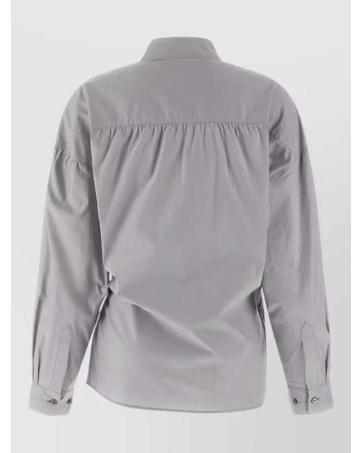 Lemaire Gray Silk Cotton Twisted Collar Shirt