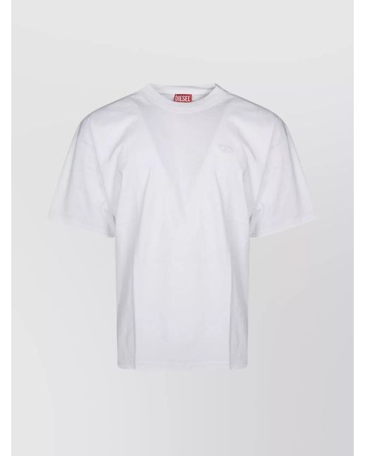 DIESEL White Cotton Relaxed-Fit Short-Sleeve T-Shirt for men