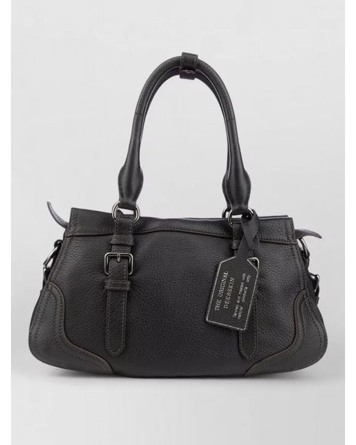 Prada Black Structured Shoulder Bag Top Handles Buckle Detail