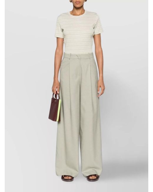 Filippa K White Striped Fine-Ribbed Organic Cotton T-Shirt