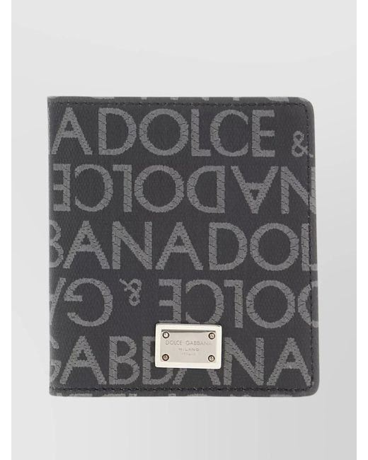 Dolce & Gabbana Gray Logo-Print Fabric Wallet for men