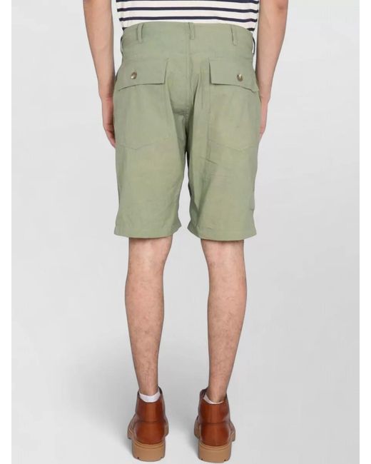 Engineered Garments Green Bermuda Shorts Pleated Front Belt Loops Pockets for men