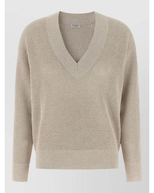 Brunello Cucinelli Natural Openwork Jumper