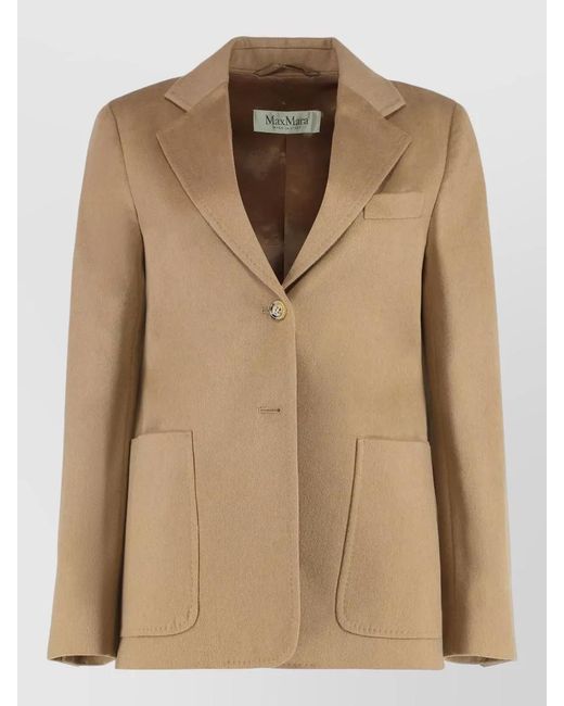 Max Mara Natural Camel Hair Single-Breasted Blazer