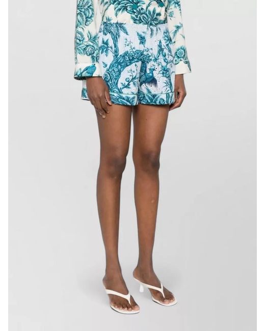 F.R.S For Restless Sleepers Blue Floral-Print Cotton Tailored Shorts