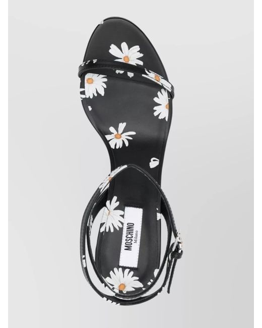 Moschino White Leather Almond Toe Sandals