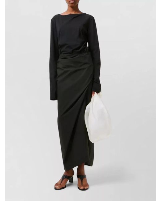Our Legacy Black Cotton Twisted Wrap Maxi Dress