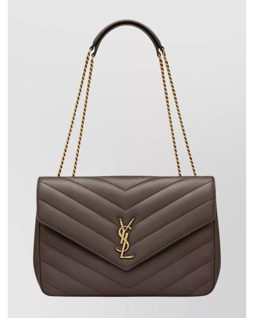 Saint Laurent Gray Lou Lou Large Leather Shoulder Bag