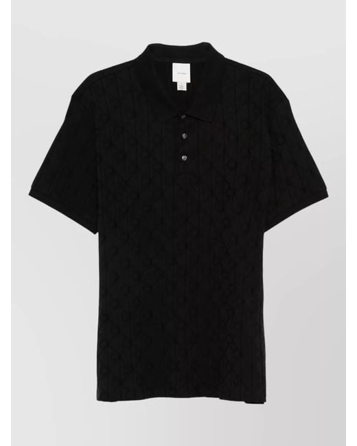 Calvin Klein Black Mercerized Jacquard Polo Shirt for men