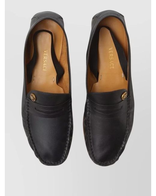 Versace Gray Loafers Tone Hardware Round Toe for men
