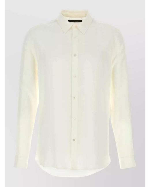 Gucci White Crepe Shirt Tailored Collar Curved Hem Long Sleeves for men