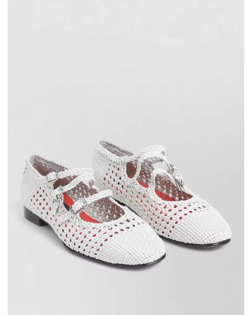 CAREL PARIS White Ariana S Woven Almond Toe Ballerinas