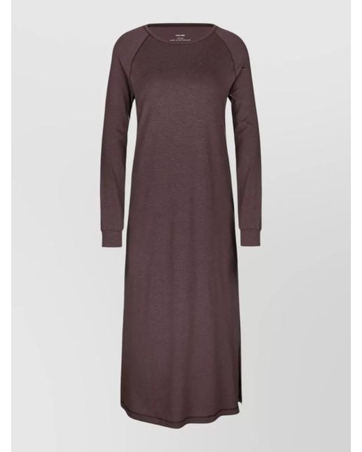 Calida Purple Nightdress Crew Neck Long Sleeves Midi