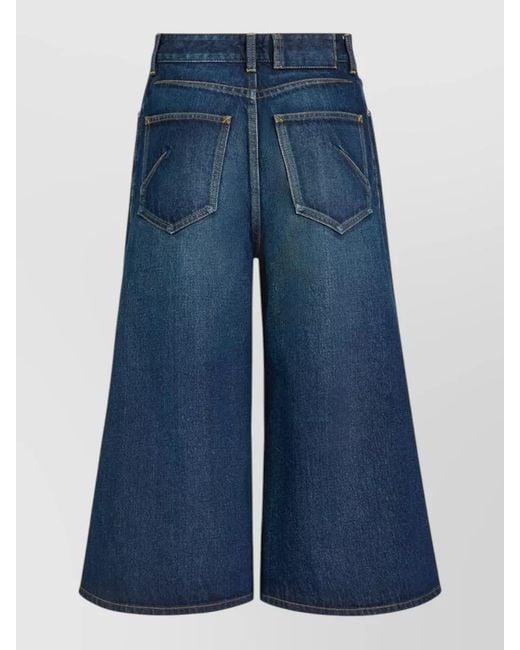 Alaïa Blue High Waist Denim Palazzo Wide Leg Shorts