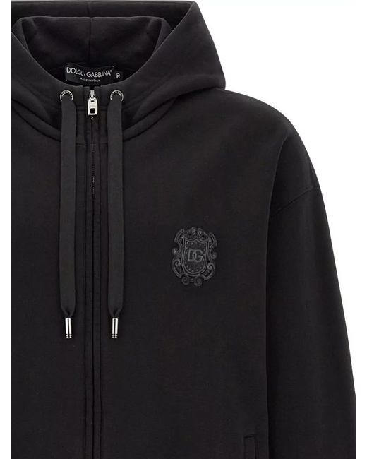 Dolce & Gabbana Blue Hooded Sweatshirt Crest Logo Casual Style for men