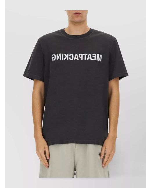 Helmut Lang Black Graphic Print Crew Neck T-Shirt for men