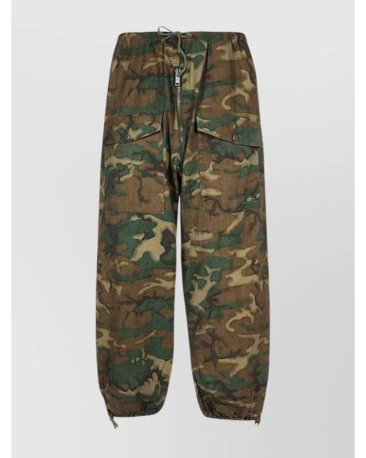 Givenchy Green Camouflage Cotton Drawstring Trousers for men