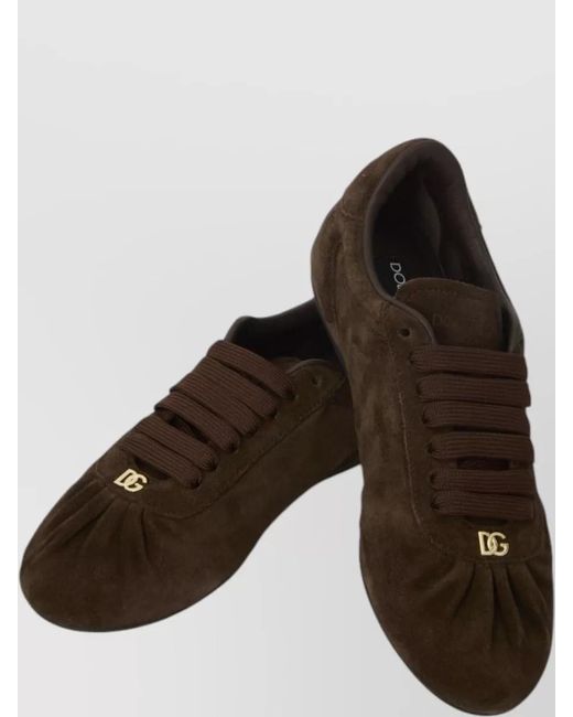 Dolce & Gabbana Brown Low Top Suede Lace Up Sneakers