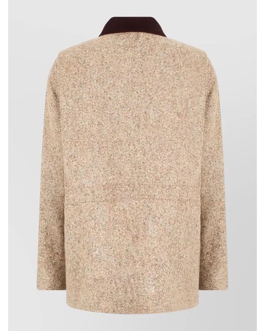 Blazé Milano Natural Jacket Alpaca Wool Blend Contrast Collar