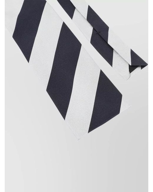 Céline White Slim Diagonal Stripe Silk Necktie for men