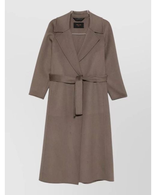 Paltò Brown Paola Wool Coat Belted Waist Design