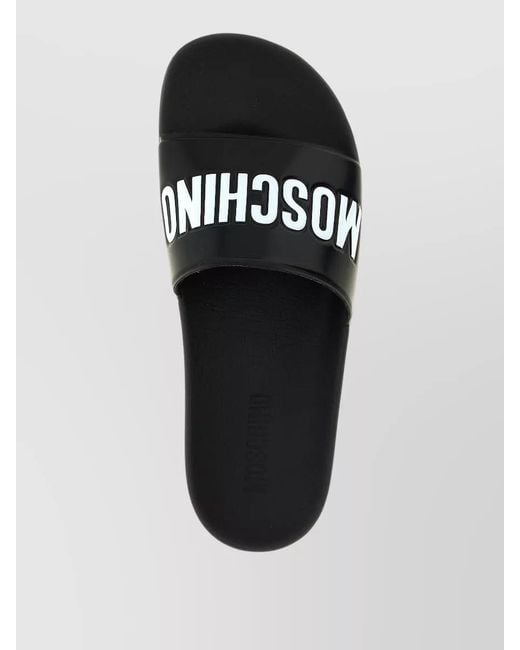 Moschino Black Pool Slides Open Toe Flat Sole for men