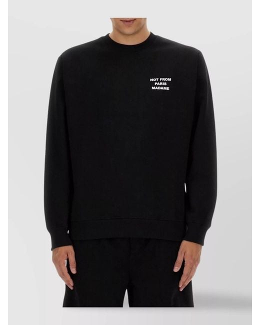 Drole de Monsieur Black Cotton Slogan Sweatshirt for men