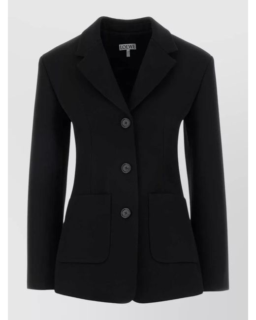 Loewe Black Wool Blend Blazer Notch Lapel Single Breasted
