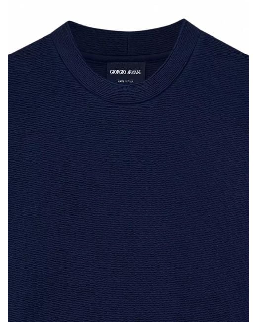 Giorgio Armani Blue Silk Blend Straight Knit Sweater Long Sleeves for men