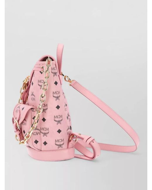 MCM Pink Top Handle Backpack Adjustable Straps Hardware