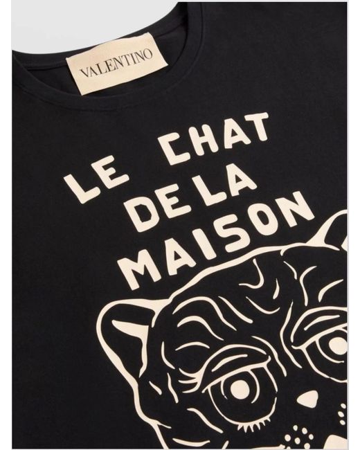 Valentino Garavani Black Cotton Printed Crew-Neck T-Shirt for men