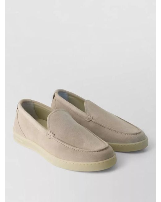 Woolrich Natural Suede Round Toe Sneakers Rubber Sole Stitch for men