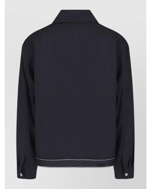 Casablanca Blue Casual Coat Collared Design Contrast Trim for men
