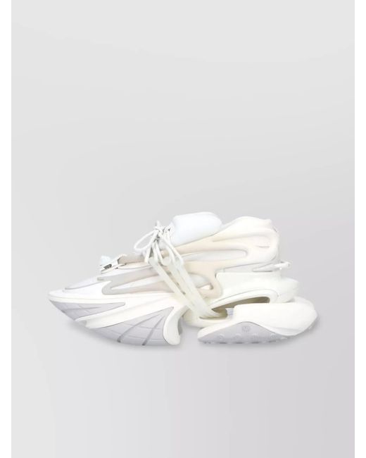 Balmain White Neoprene High-Top Sneakers