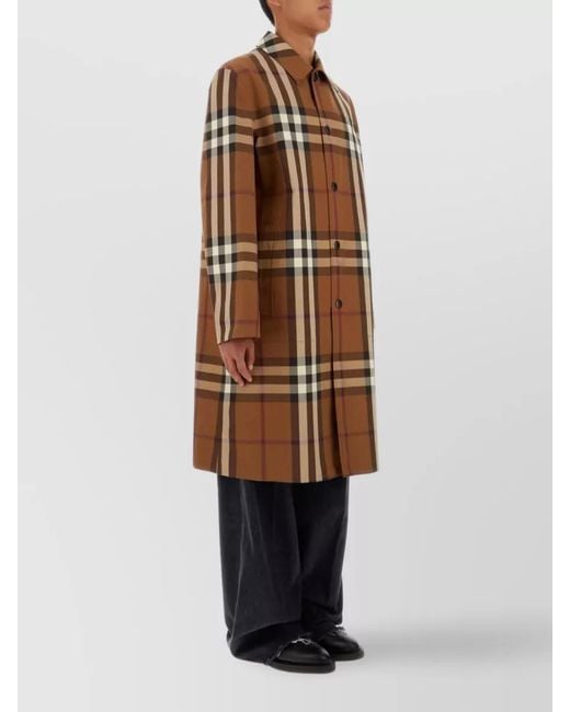 Burberry Brown Cotton Embroidered Reversible Trench Coat for men