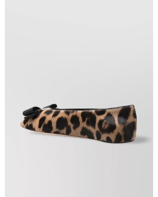 Ferragamo Multicolor Leopard-Print Leather Ballerina Flats