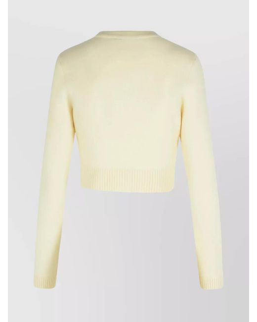Self-Portrait Natural Wool Ribbed Cropped Cardigan