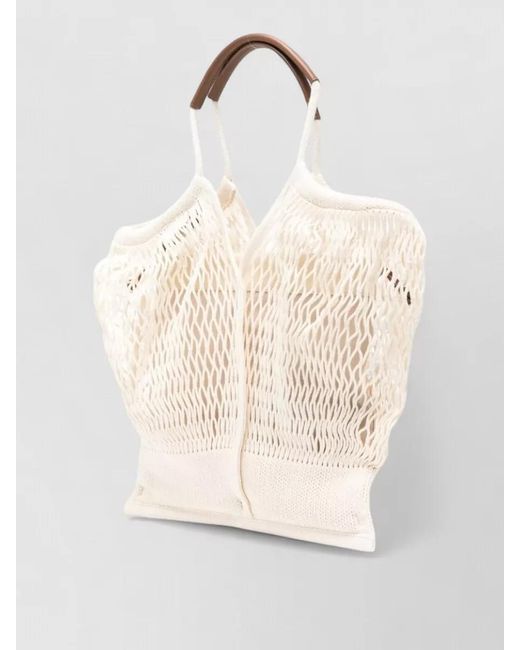 Hereu Natural Leather Knit Tote Bag