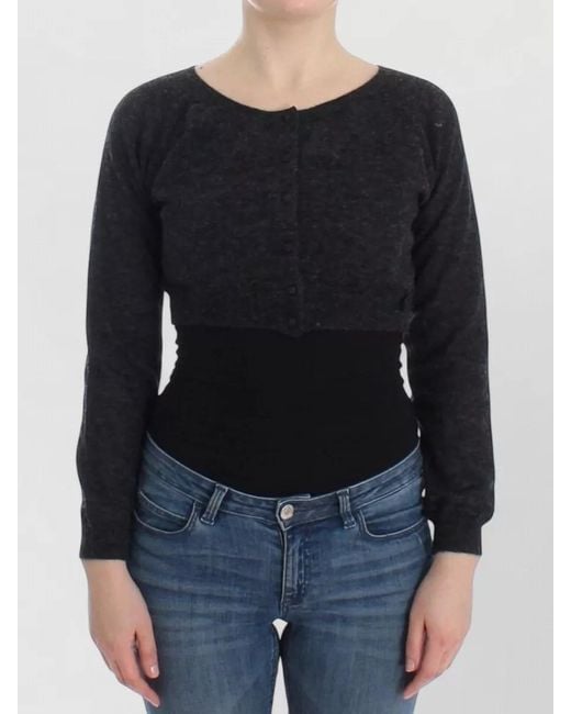 Ermanno Scervino Black Wool Knit Cropped Cardigan