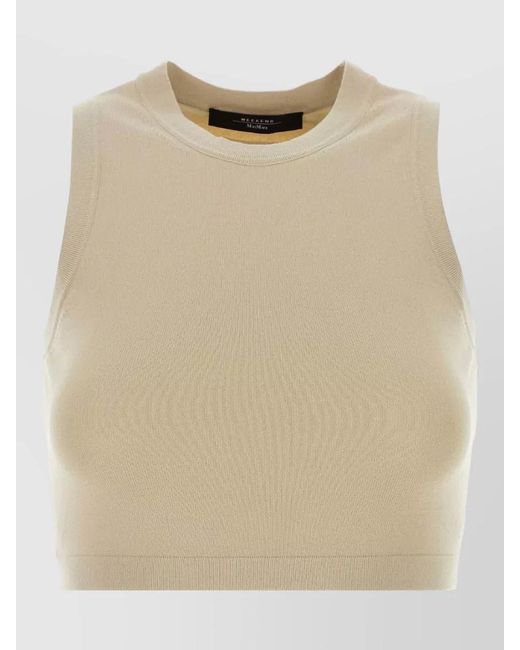 Weekend by Maxmara Natural Knit Bombo Sleeveless Crew Neck Top
