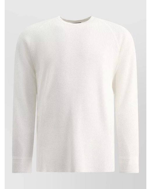 Beams Plus White Cotton Thermal Crew-Neck Jumper for men