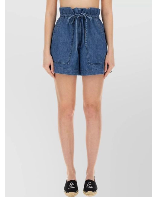 Isabel Marant Blue Cotton Regular-Fit Knee-Length Shorts