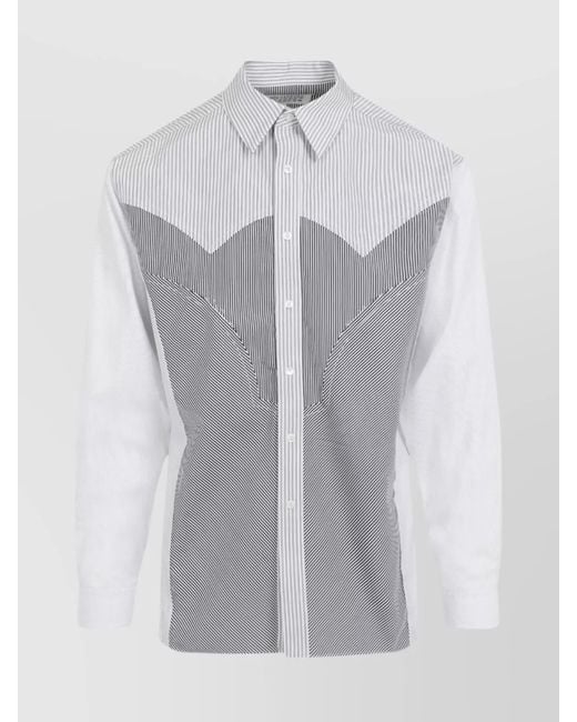 Maison Margiela Gray Striped Patchwork Cotton Shirt for men